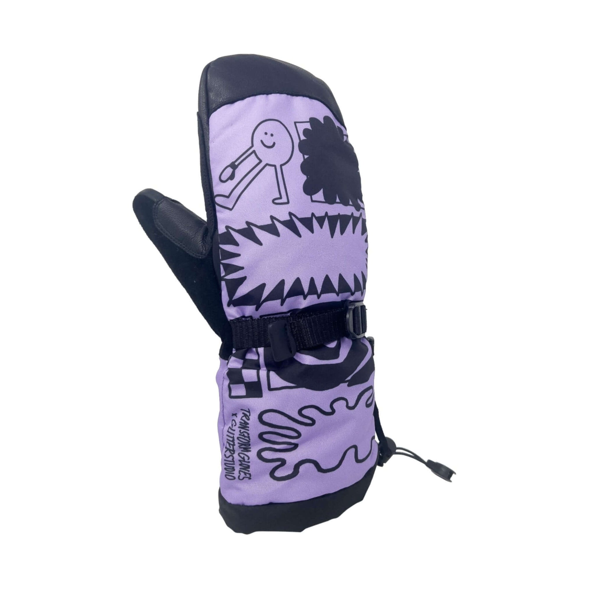 Lavender snowboard mitten with Primaloft Gold Insulation and Hipora 10K Waterproof Inserts for extreme snowboarding weather by Glitterstudio.