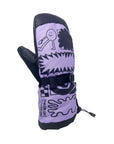 Lavender snowboard mitten with Primaloft Gold Insulation and Hipora 10K Waterproof Inserts for extreme snowboarding weather by Glitterstudio.