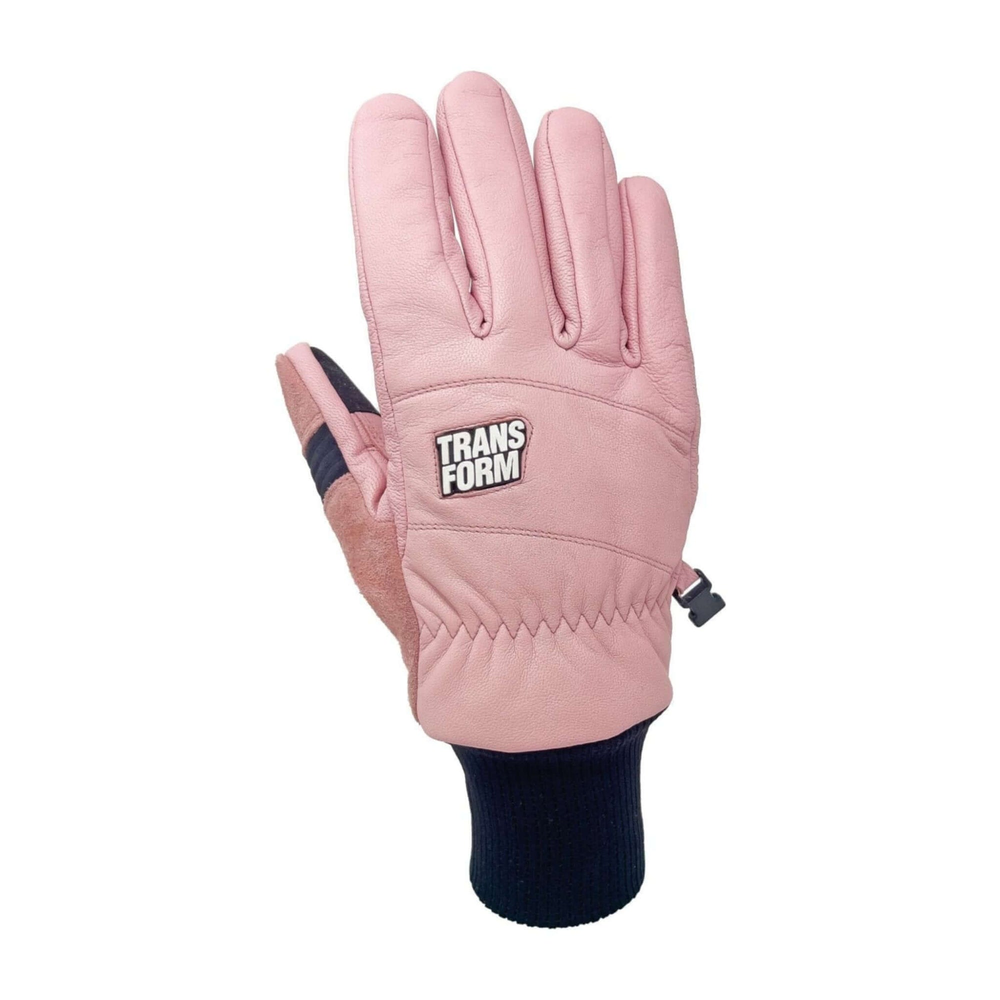 Pink full leather Photo Incentive Glove for snowboarding with Primaloft Gold insulation, touchscreen compatibility, and reinforced palm.