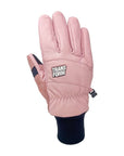 Pink full leather Photo Incentive Glove for snowboarding with Primaloft Gold insulation, touchscreen compatibility, and reinforced palm.