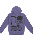 Transform x Glitterstudio Lavender Hoodie with Screenprint Design, Thumb Cuffs for Snowboarding