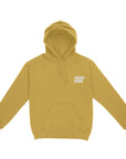 The Team Hoodie Gold with screenprint logo, thumb cuffs, riders fit, and gender neutral sizing for snowboard enthusiasts.